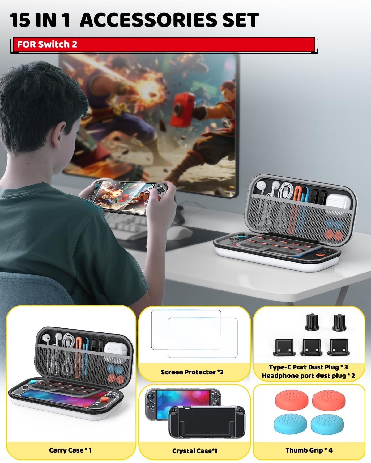Switch 2 Accessories Bundle for Nintendo Switch 2 2025 White