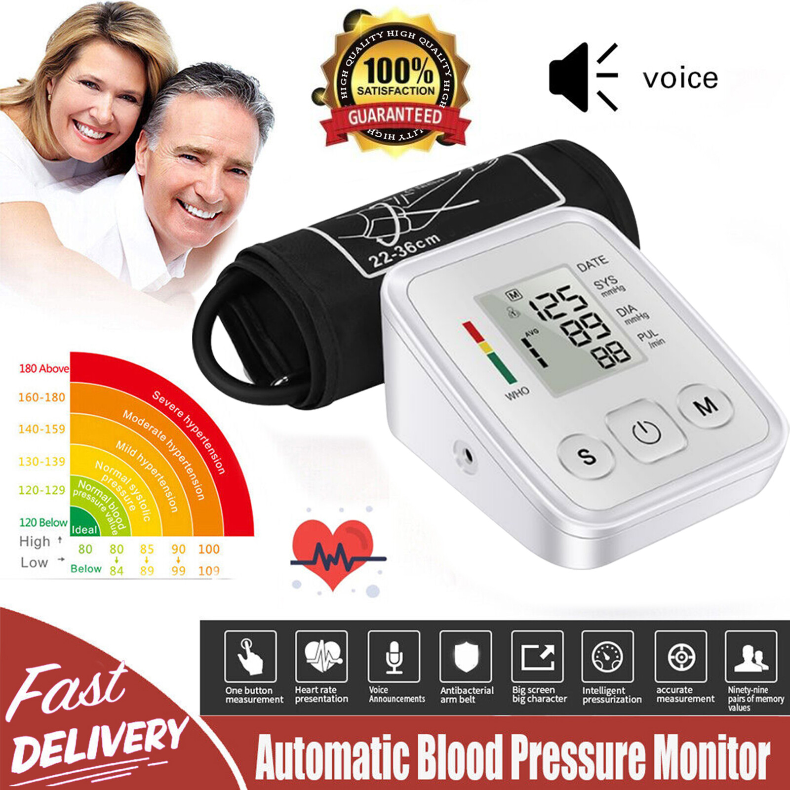 NEW! Automatic Wrist Blood Pressure Monitor BP Cuff Heart Rate Machine