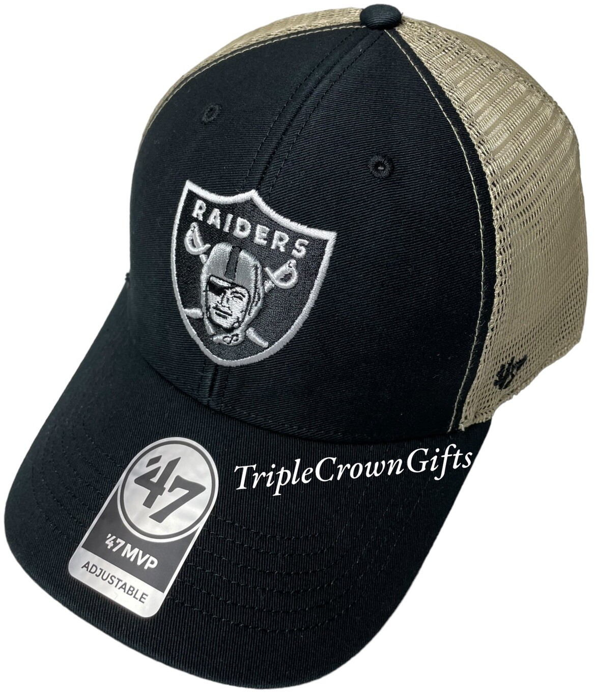 NFL Oakland Raiders ('47 Brand) Flagship Wash MVP Trucker Snapback Black