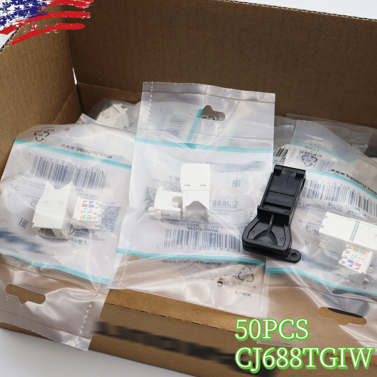 New in Box 50PCS Panduit Gigatx CJ688TGIW MiniCom Cat6 Network Jack Module White