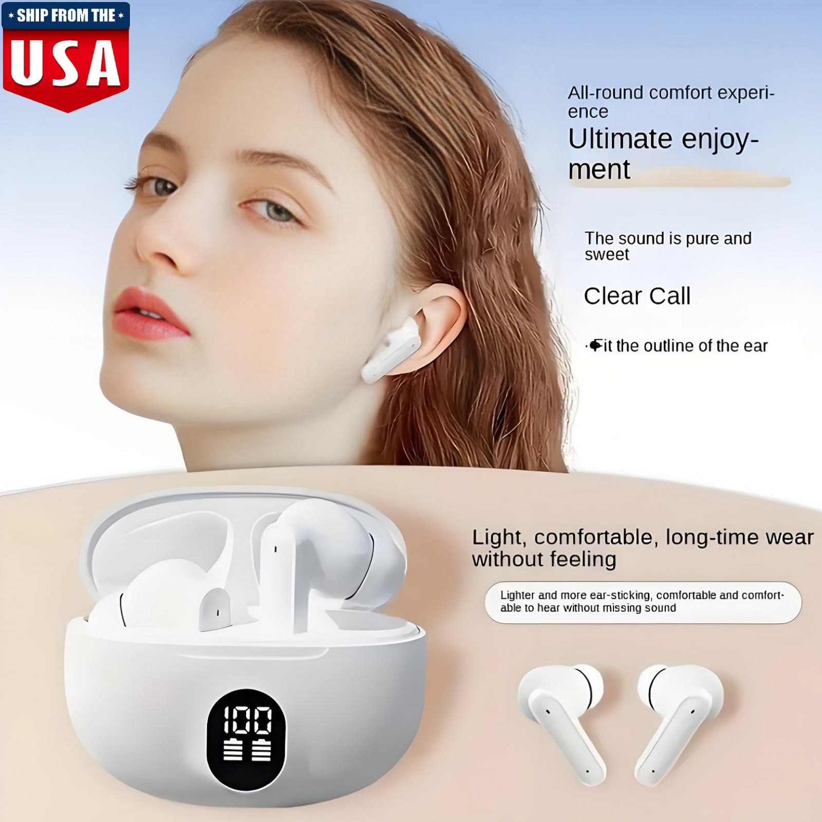 2026 Wireless Bluetooth 5.4 Earbuds Headphones For iPhone Samsung Galaxy Android