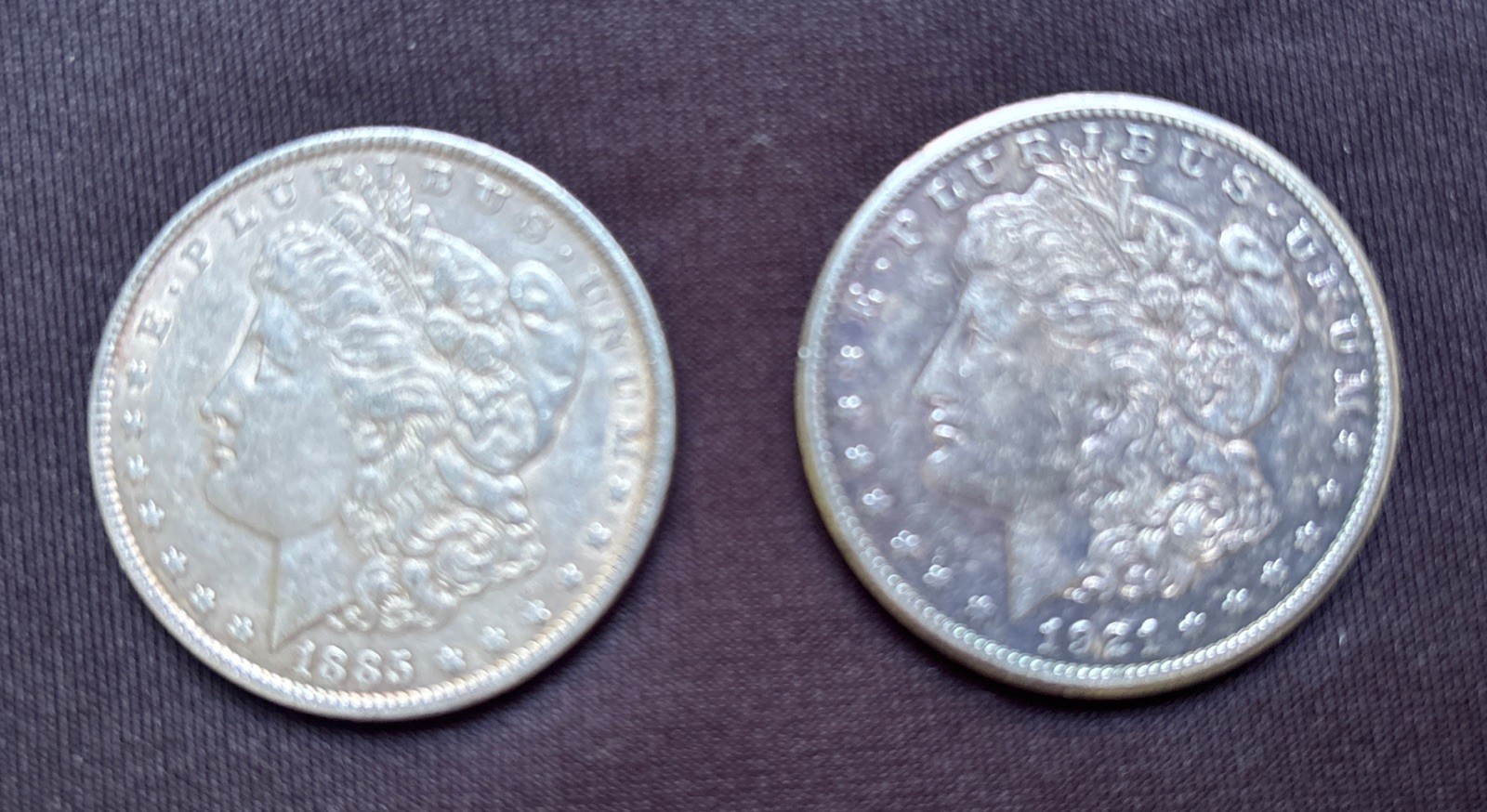 Lot Of Two Silver Morgan Dollars