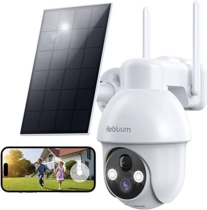 2K 3MP Solar Security Camera Wireless Outdoor PTZ Color Night Vision Siren Alarm