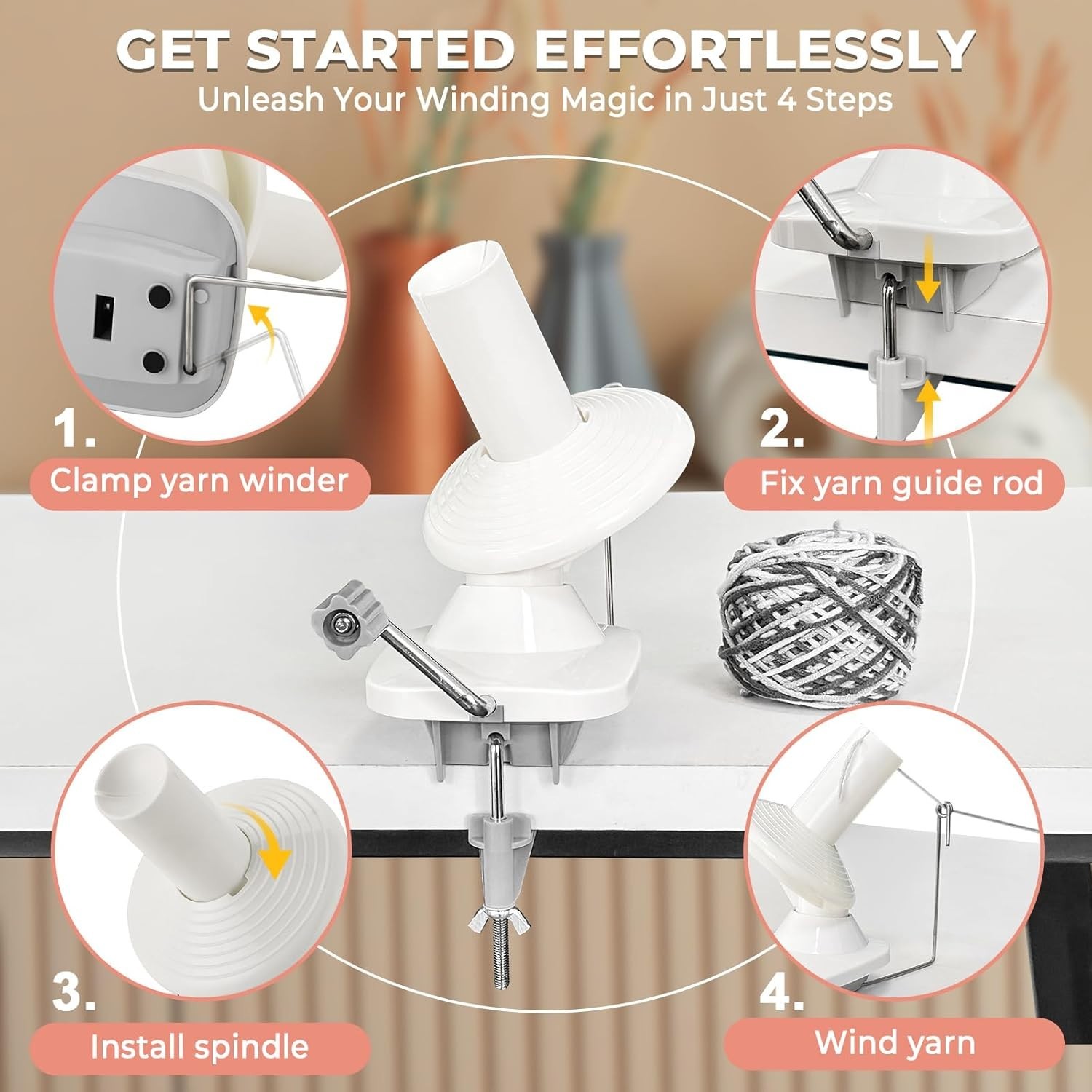 Durable ABS Plastic Yarn Ball Winder - 3.5 Oz Capacity, Grey, Lightweight Design