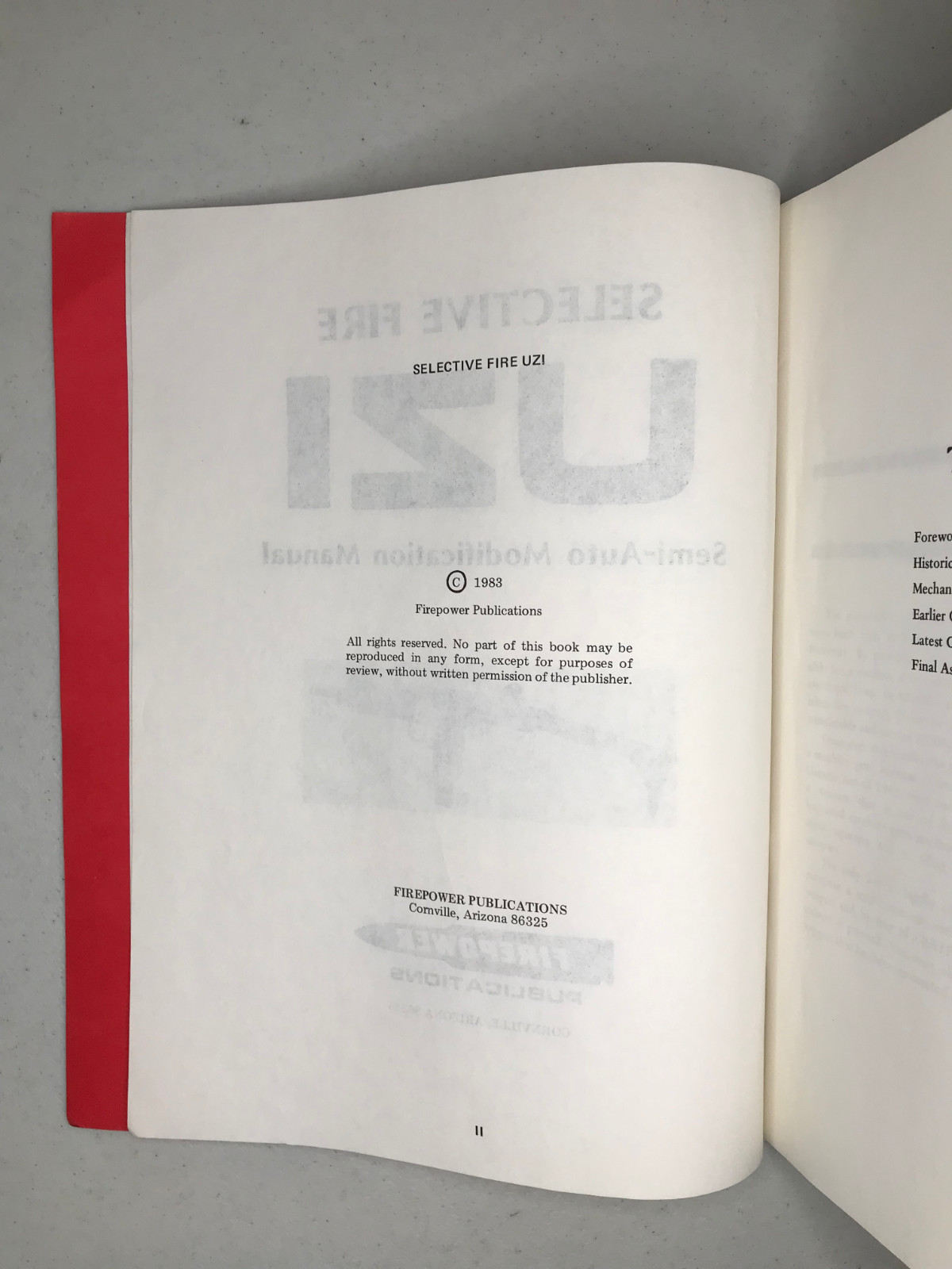 Selective Fire UZI Semi-Auto Modification Manual Firepower Publications 1983