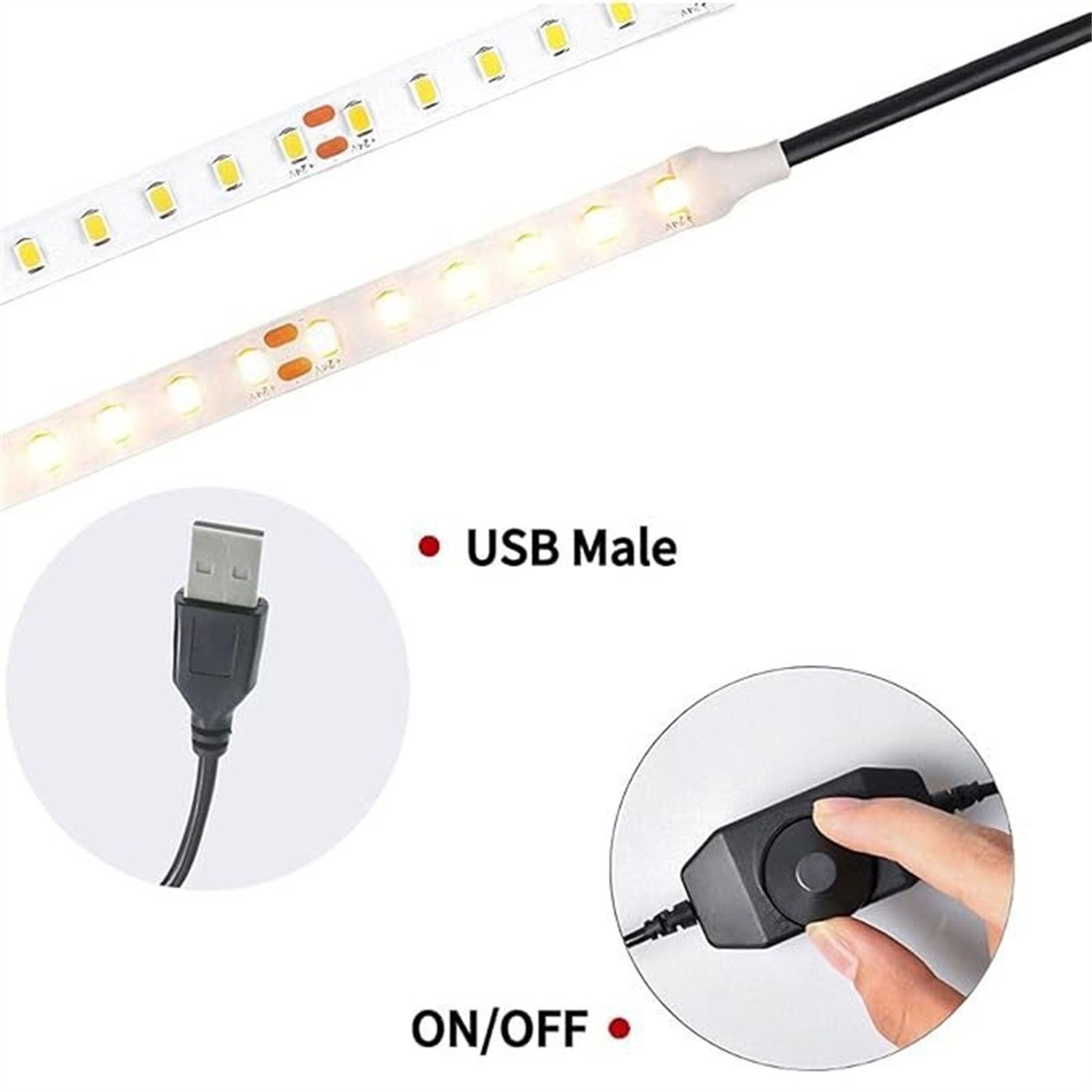 White 5V LED Knob Dimmer Rotary Brightness Controller For LED Strips Lights