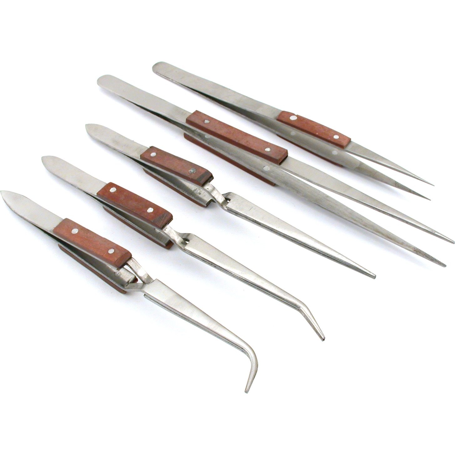 5Pc Fiber Tweezer Set Cross Locking Jewelers Art Craft Jewelry Repair Tools