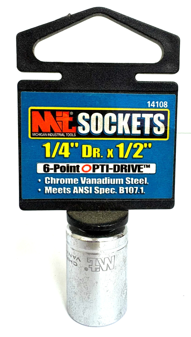 1/2 X 1/4" DRIVE 6 POINT STANDARD SHALLOW SOCKET CHROME VANADIUM STEEL MIT 14108