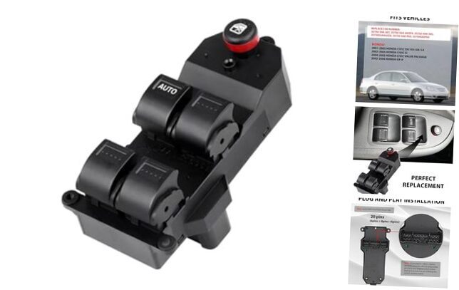 35750-S9A-307 Driver Side Power Window Switch Compatible with 2001-2006 Honda