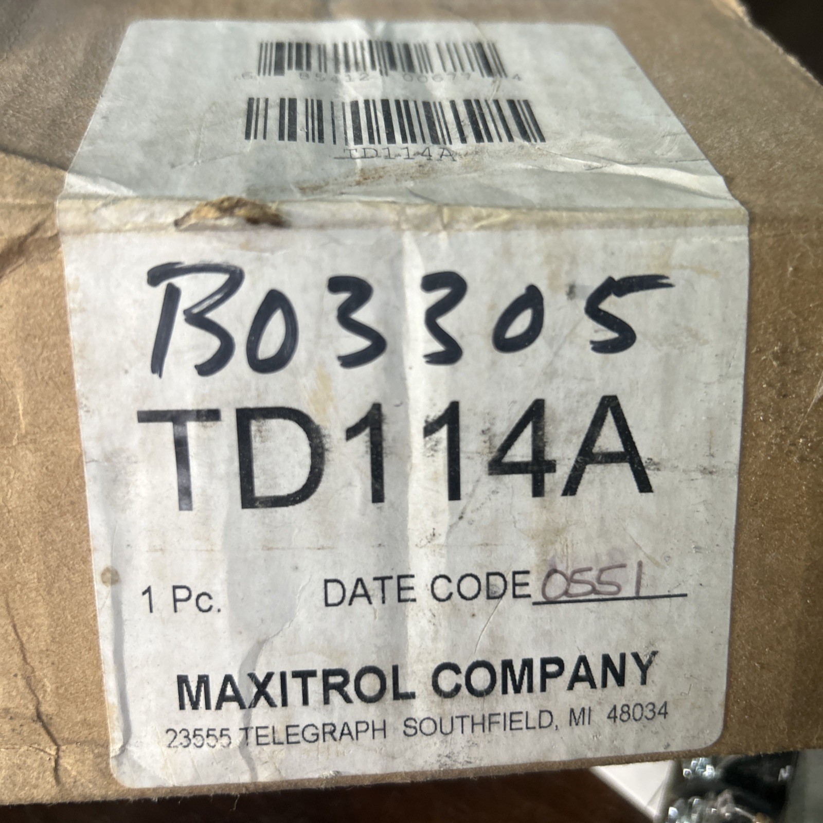 Maxitrol TD114A Remote Temperature Discharge Selector 80-130f
