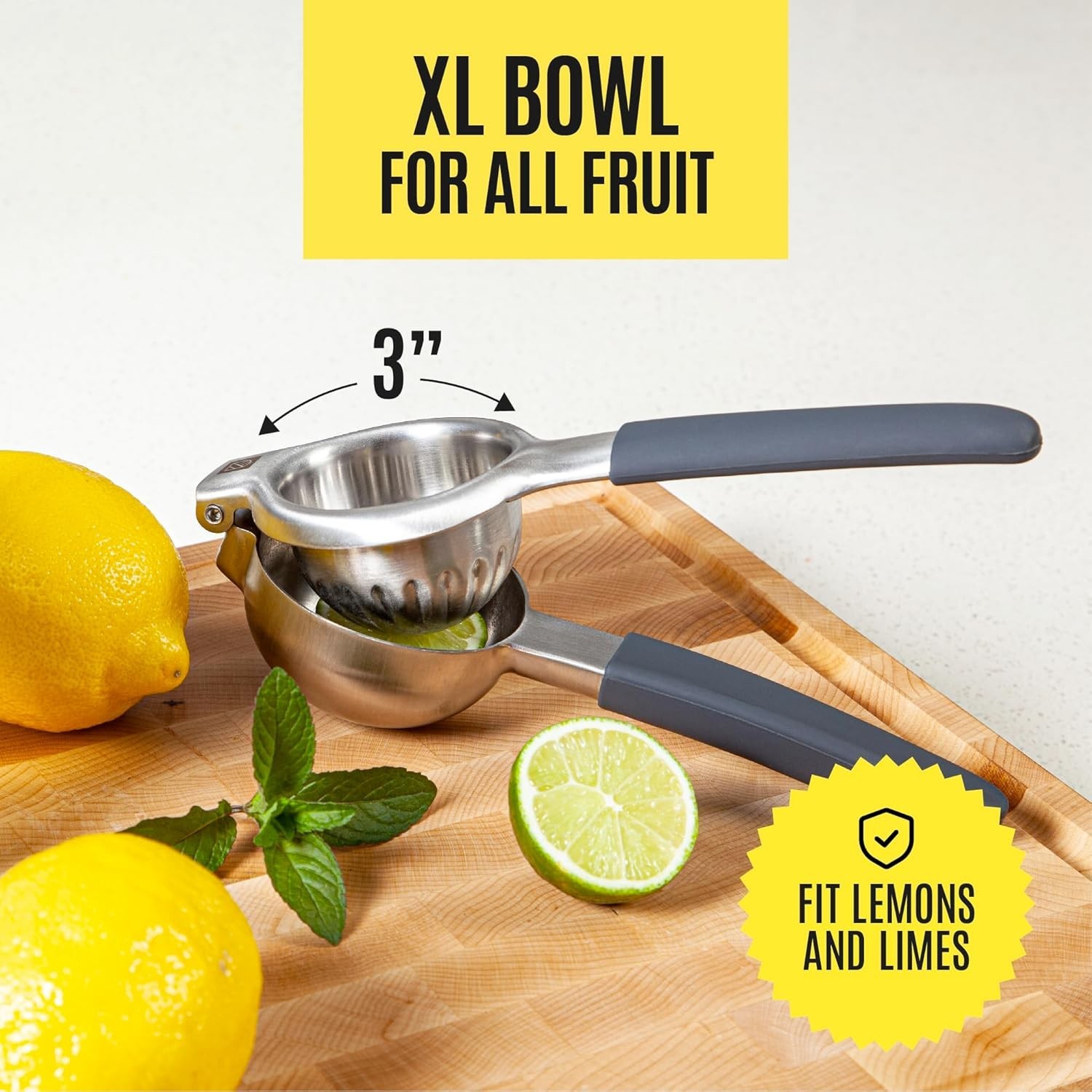 Stainless Steel Lemon & Lime Squeezer - Ergonomic, Seed-Free Juicing