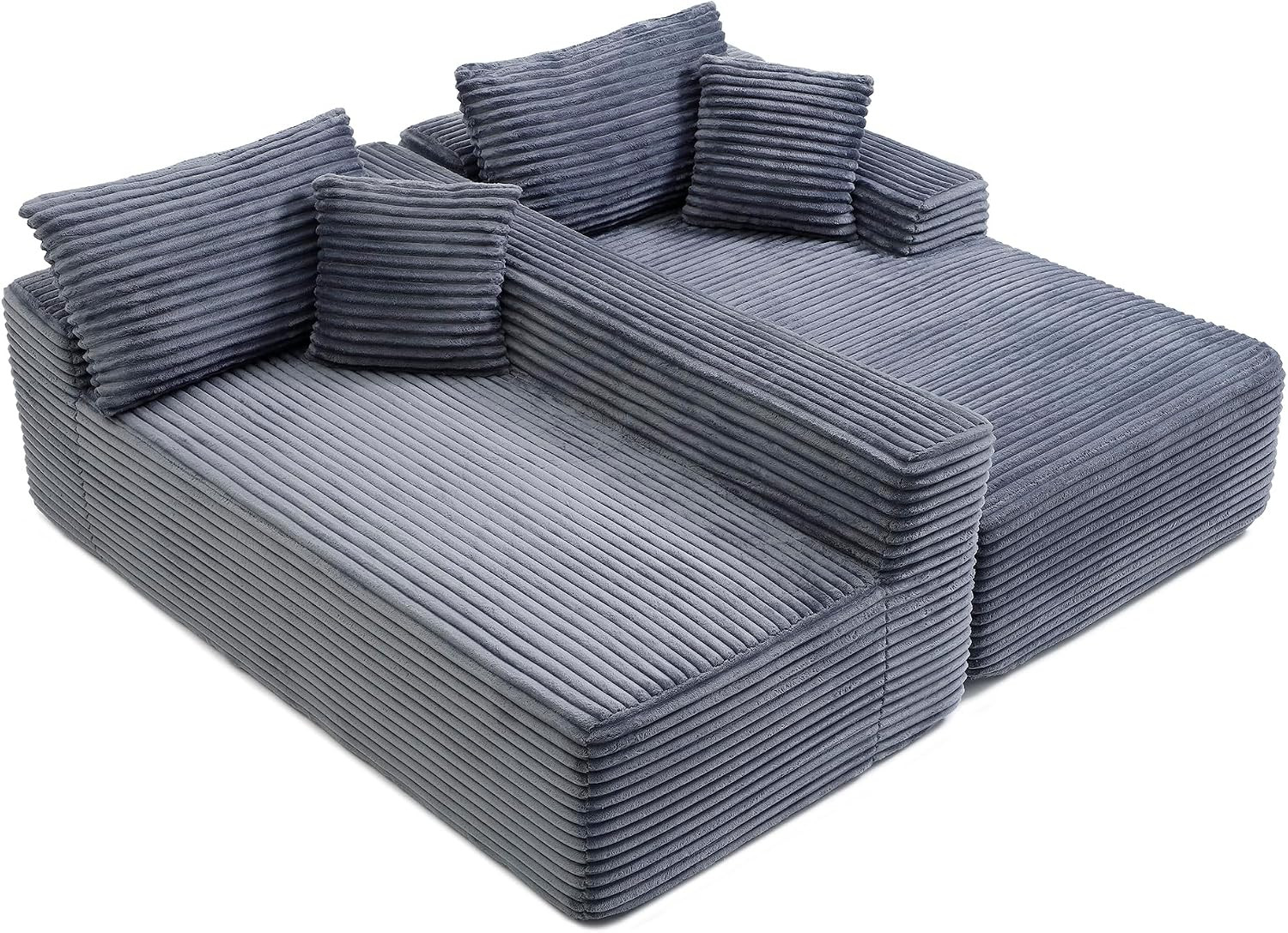 105-Inch L-Shaped Right Facing Corner Compressed Sofa Modular Sectional Boneless