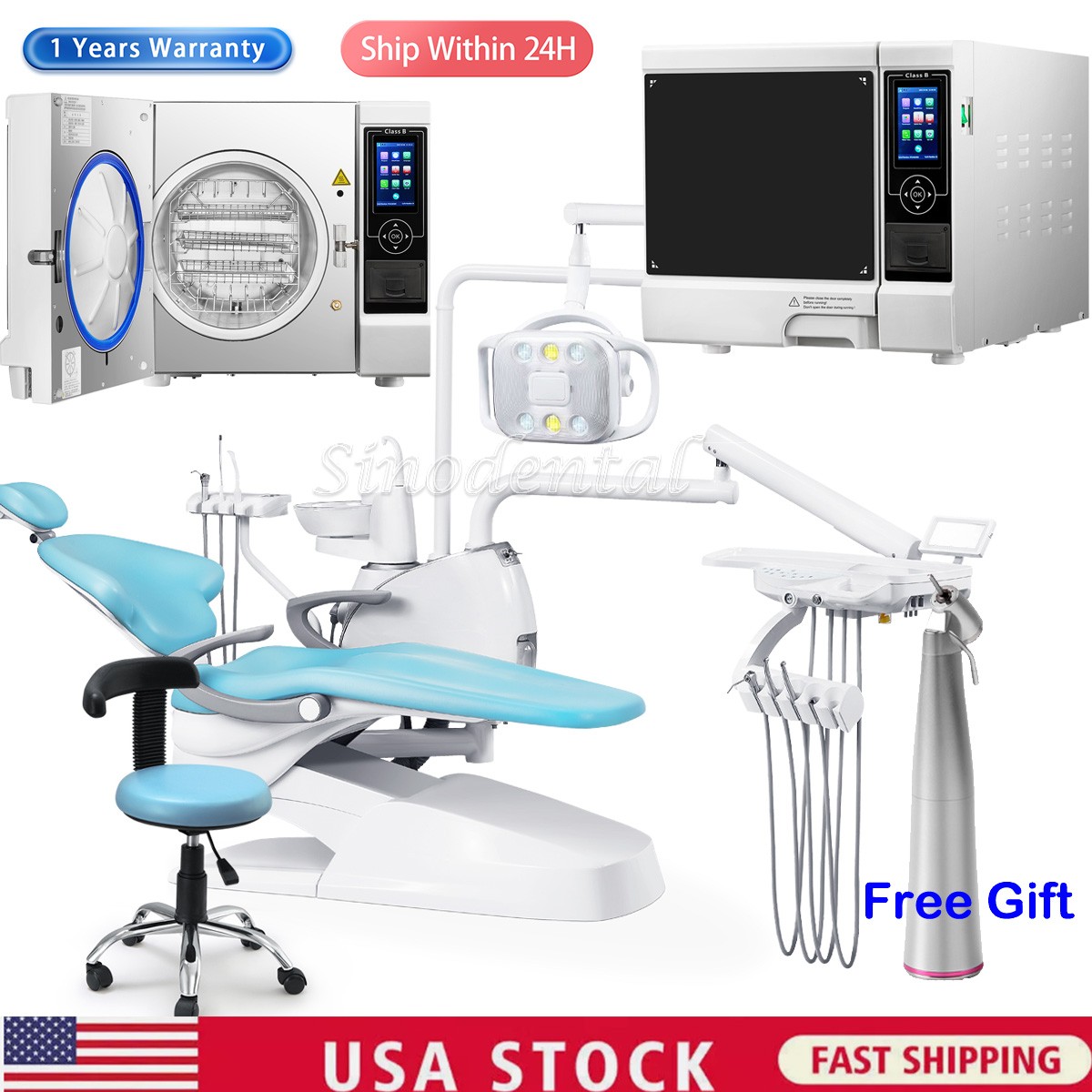 Dental Unit Chair Computer Controlled DC Motor/ClassB Autoclave Steam Sterilizer