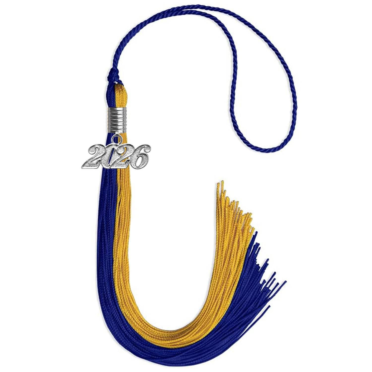 Endea Graduation Royal Blue/Bright Gold Tassel With Silver Date Drop