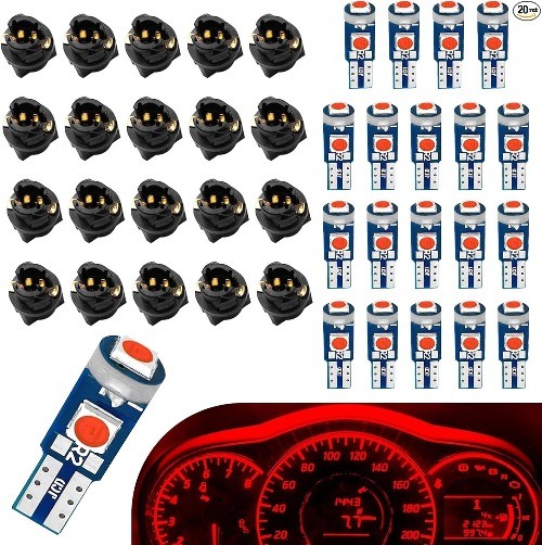 Led Bulb Dash Lights, Super Bright Instrument Cluster Bulbs Kits, T Color: Red