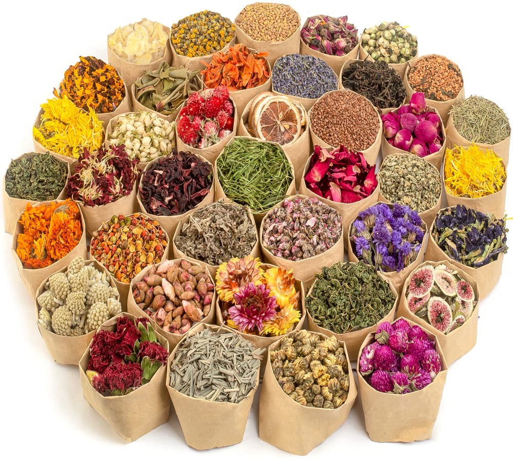 LAVEVE Dried Flowers, 40 Bags 100% Natural Dry 40 Bags, 40 Flowers
