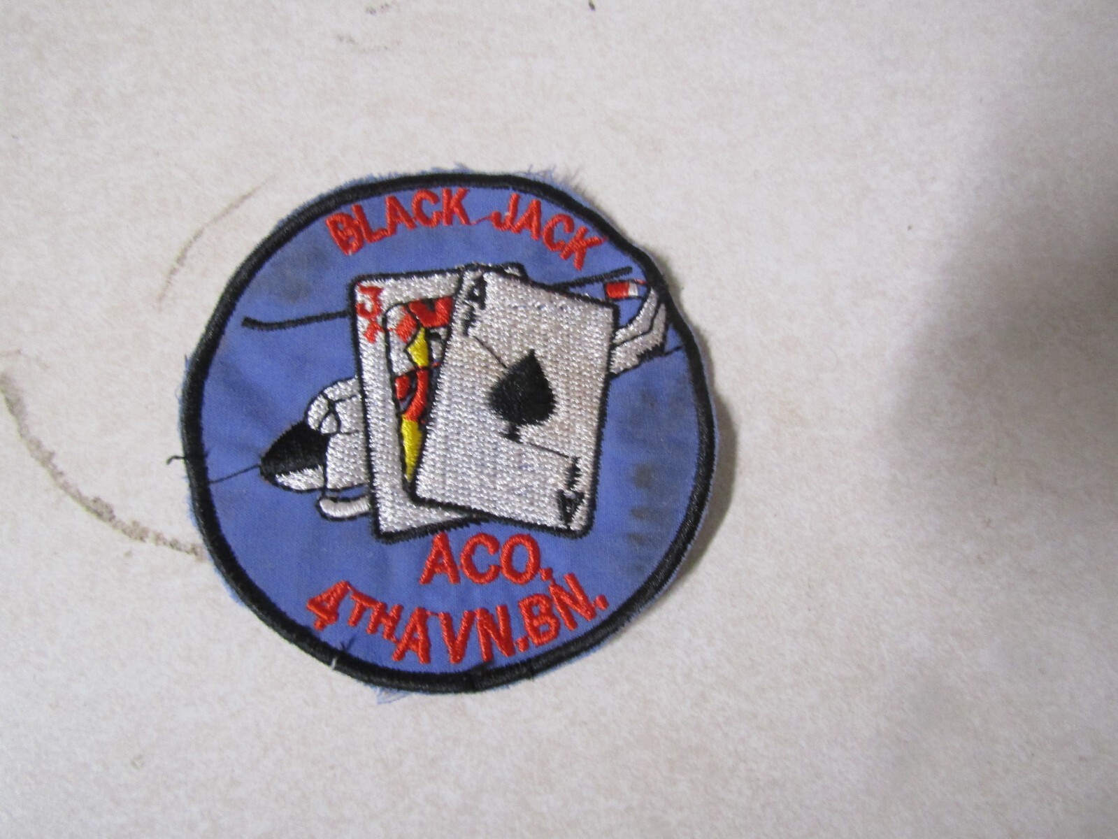 MILITARY PATCH OLD VIETNAM ERA A CO 4TH AVIATION BATTALION BLACK JACK HELICOPTER