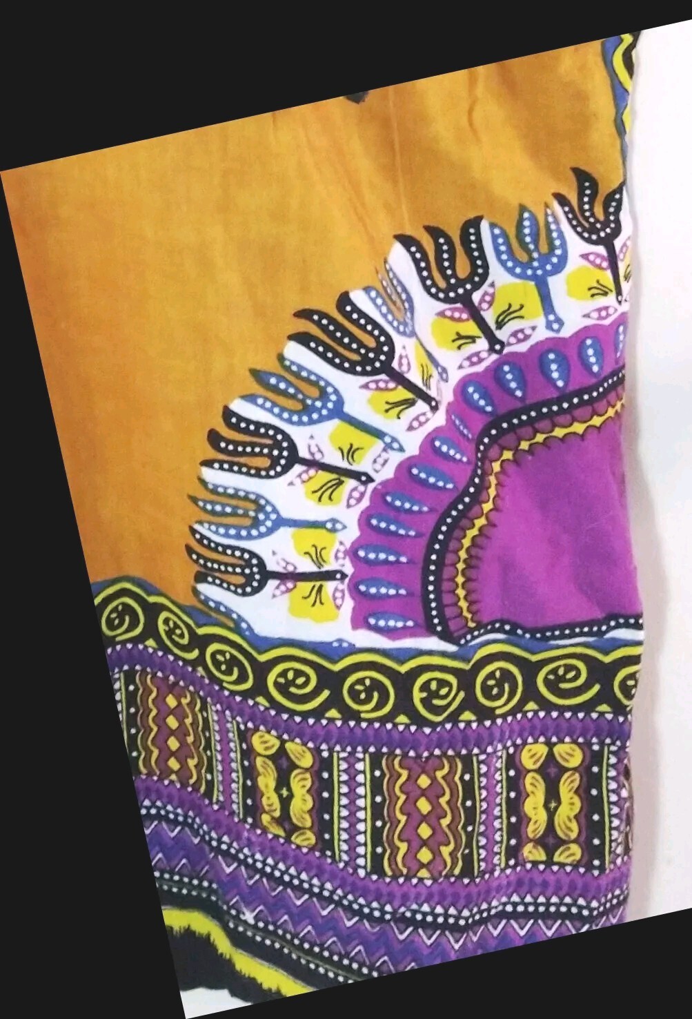 JACKPOT DASHIKI SHIRT UNISEX ONE SIZE GOLDEN & MULTI AFRICAN TRIBAL DESIGN NWOT