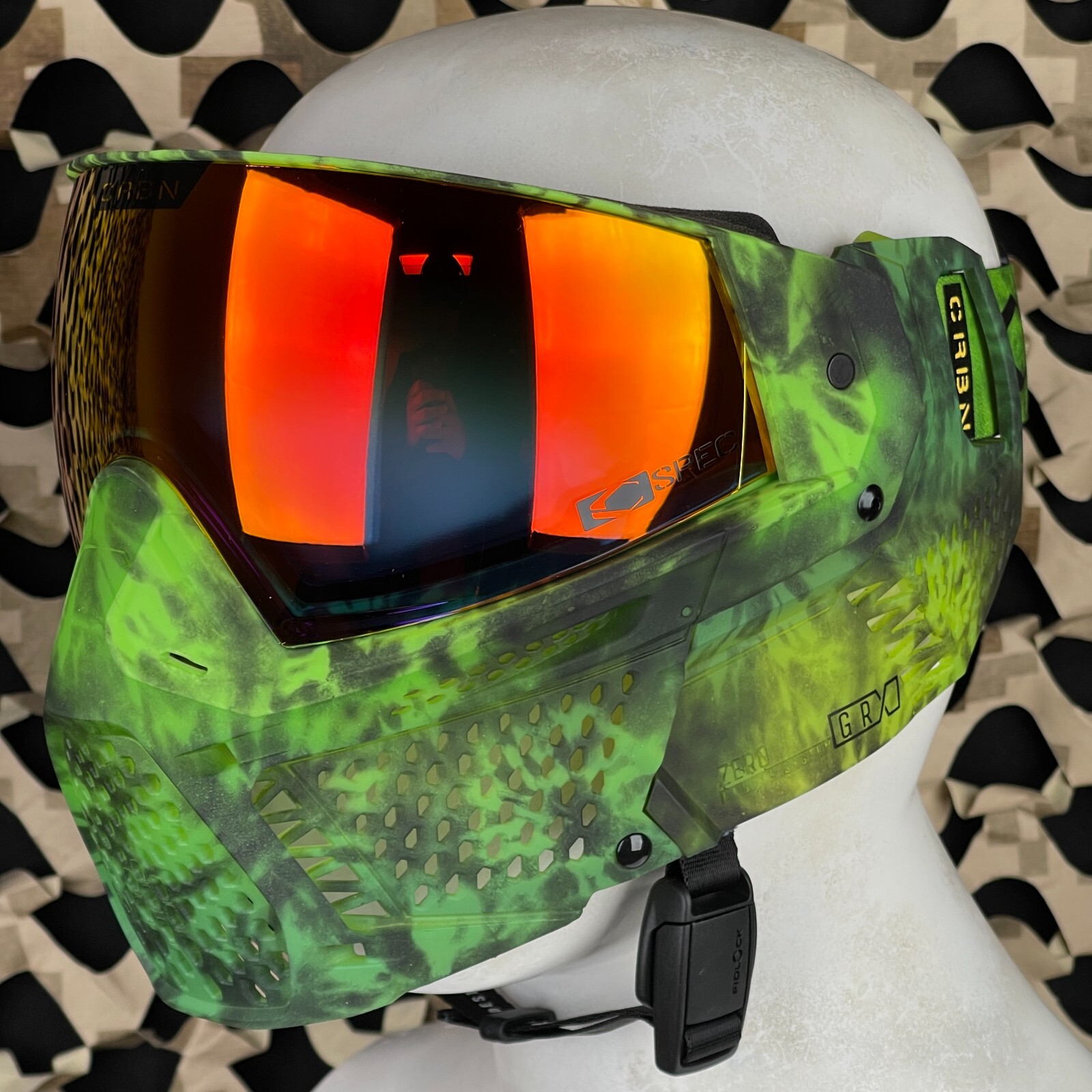 NEW Carbon CRBN Zero GRX Paintball Mask (Less Coverage) - Tie-Dye Gecko