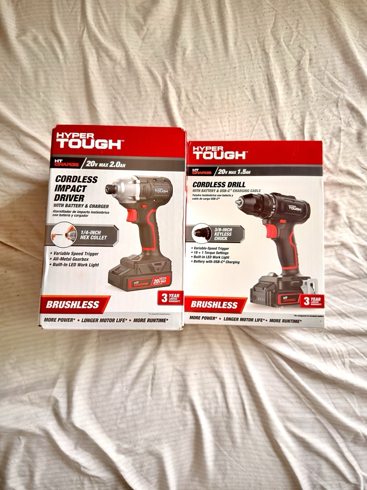 NEW Hyper Tough 20V Max Brushless Drill & 1/4 Hex Impact Driver Combo Kit⁠