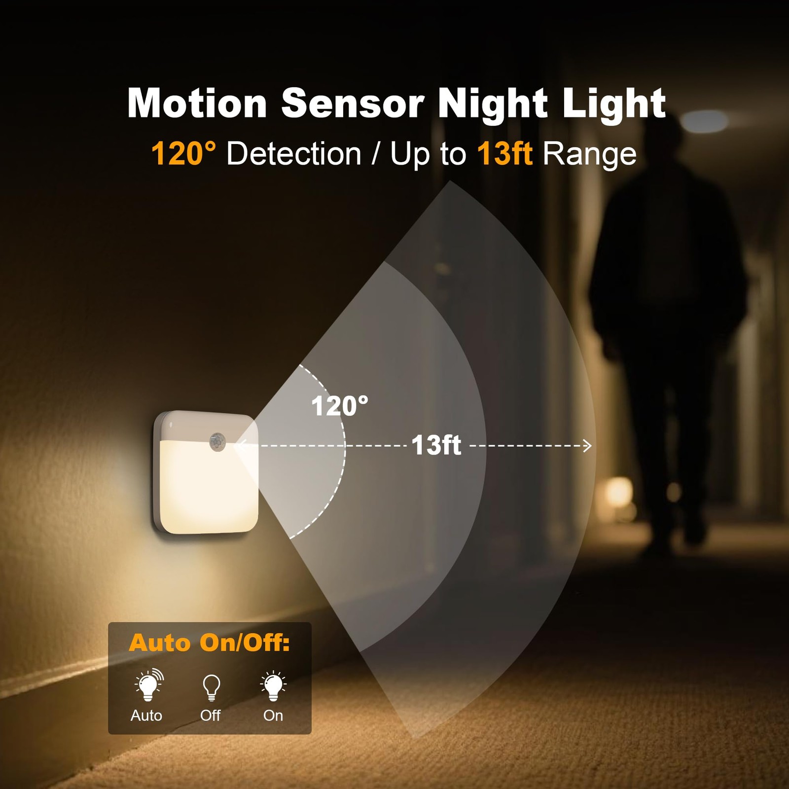 LED Sensor Night Light 2-Pack with Dusk Sensor and Motion Sensor, Rechargeabl...