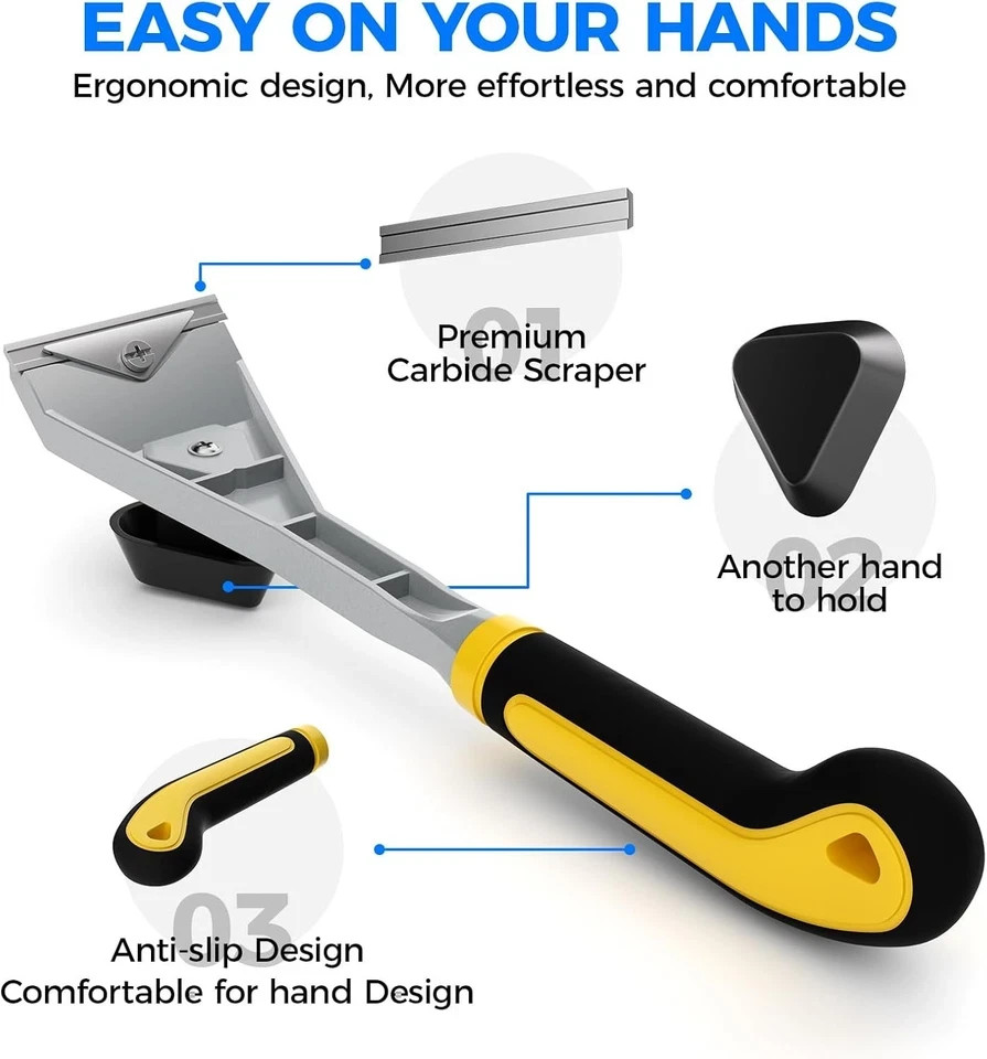Premium Ergonomic Carbide Paint Scraper, 2.5 Inch Heavy Duty Scraper Tool...