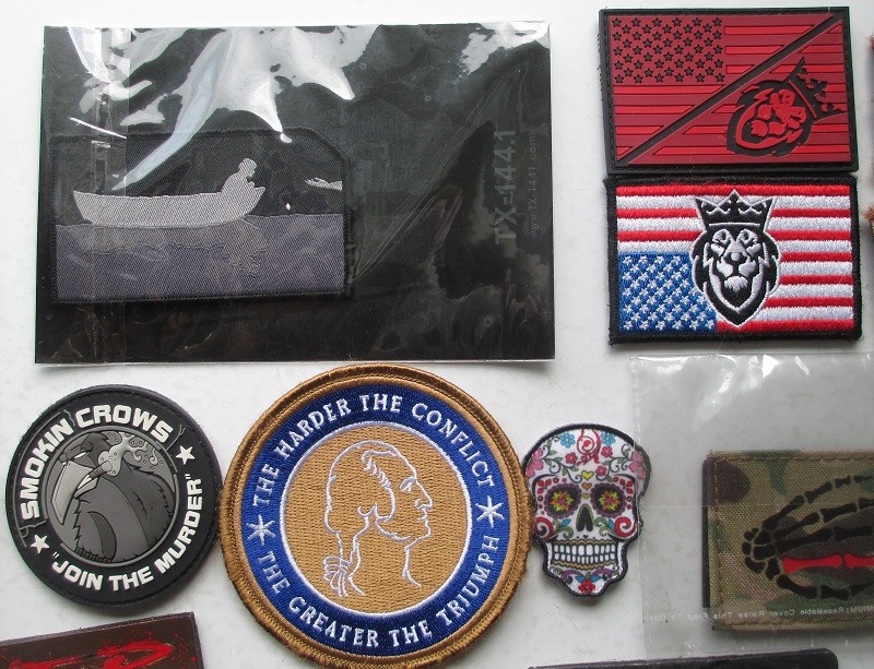 56 ASSORTED EDC MORALE PATCHES EMBROIDERED, PVC LASER CUT & PRINT HOOK & LOOP