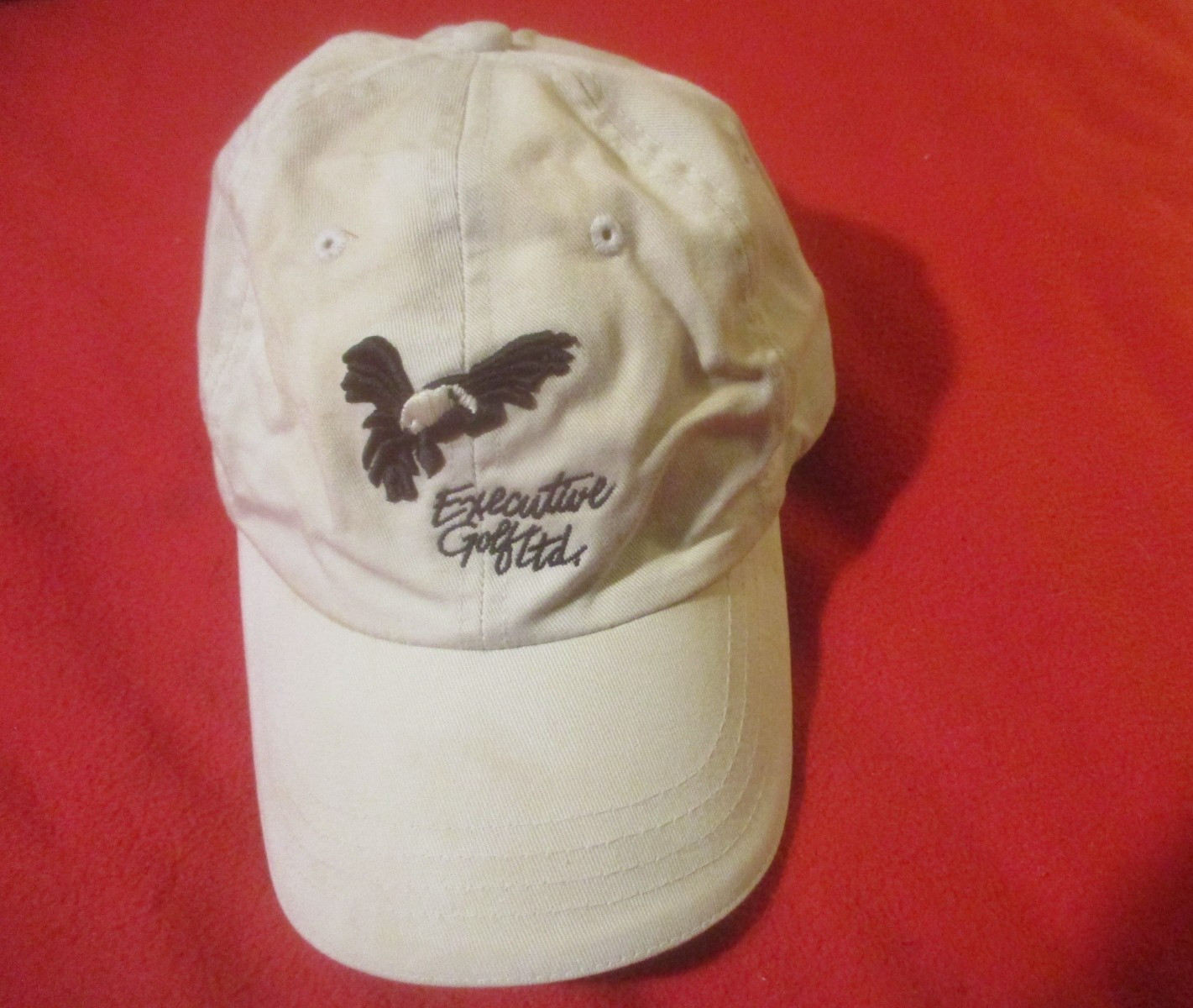 Executive Golf LTD Adjustable Hat Cap Beige Eagle Logo Cali Fame