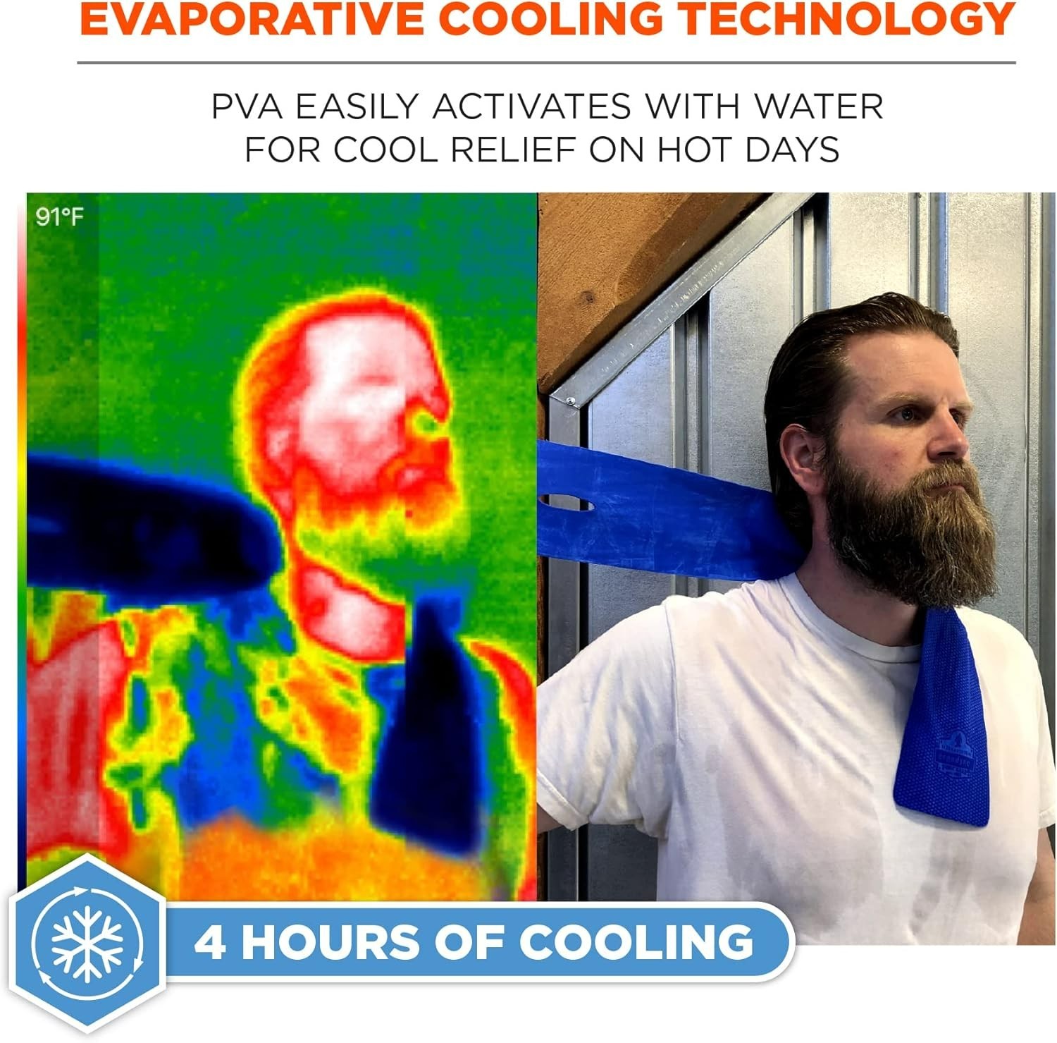 Chill Its Blue Neck Cooling Wrap - Reusable, Up to 4 Hours of Relief, 4" x 29.5"
