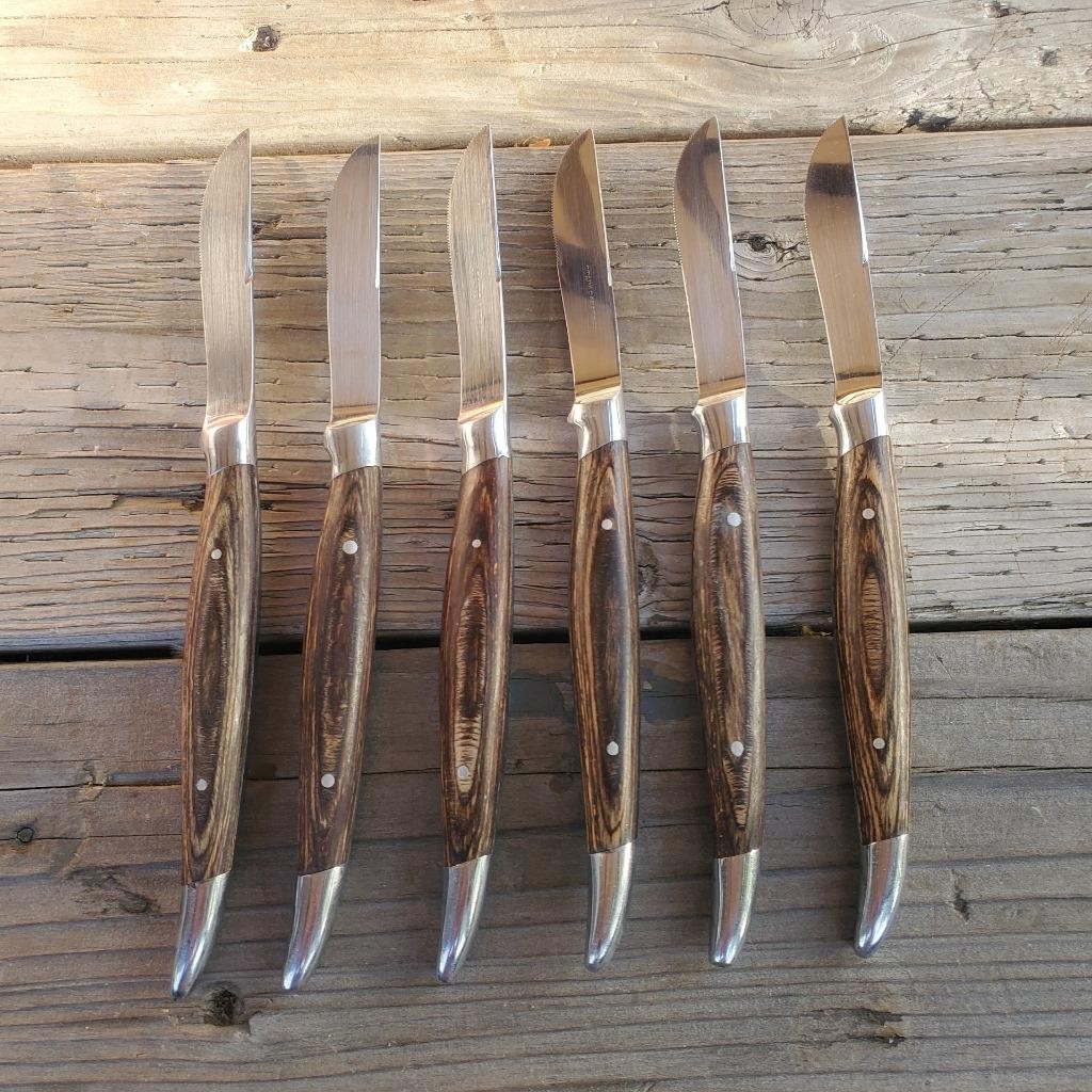 6pc Steel Wooden Handle Japanese Steak Knives