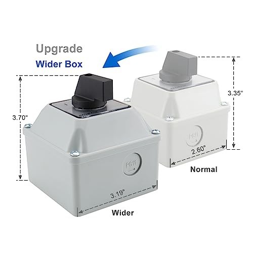 Rotary Changeover Switch 660V 20A 3 Position 2 Phase ON-OFF-ON with Wider Box