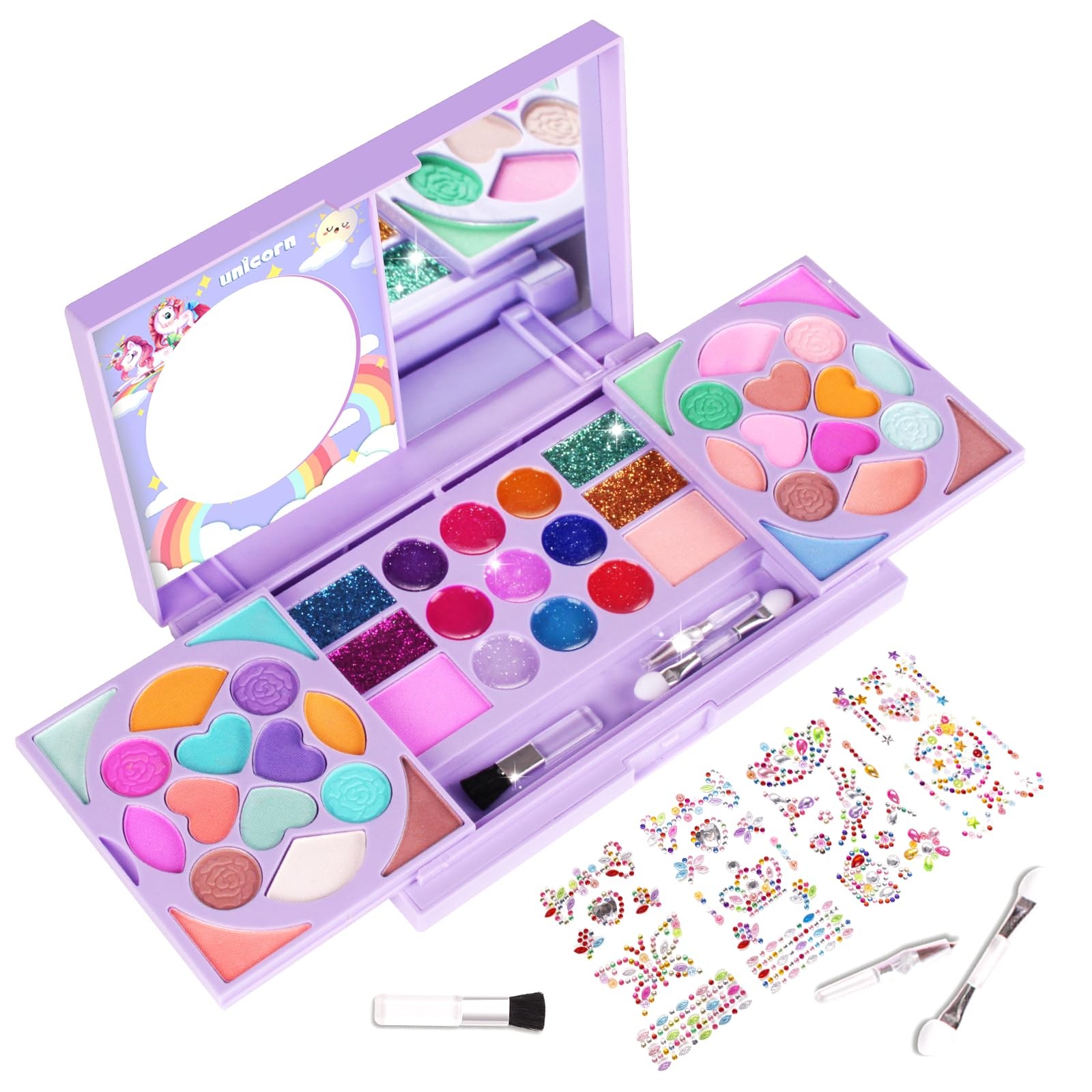 Kids Makeup Kit for Girls Real Washable Cosmetic 3+ Year Girl Medium, Purple