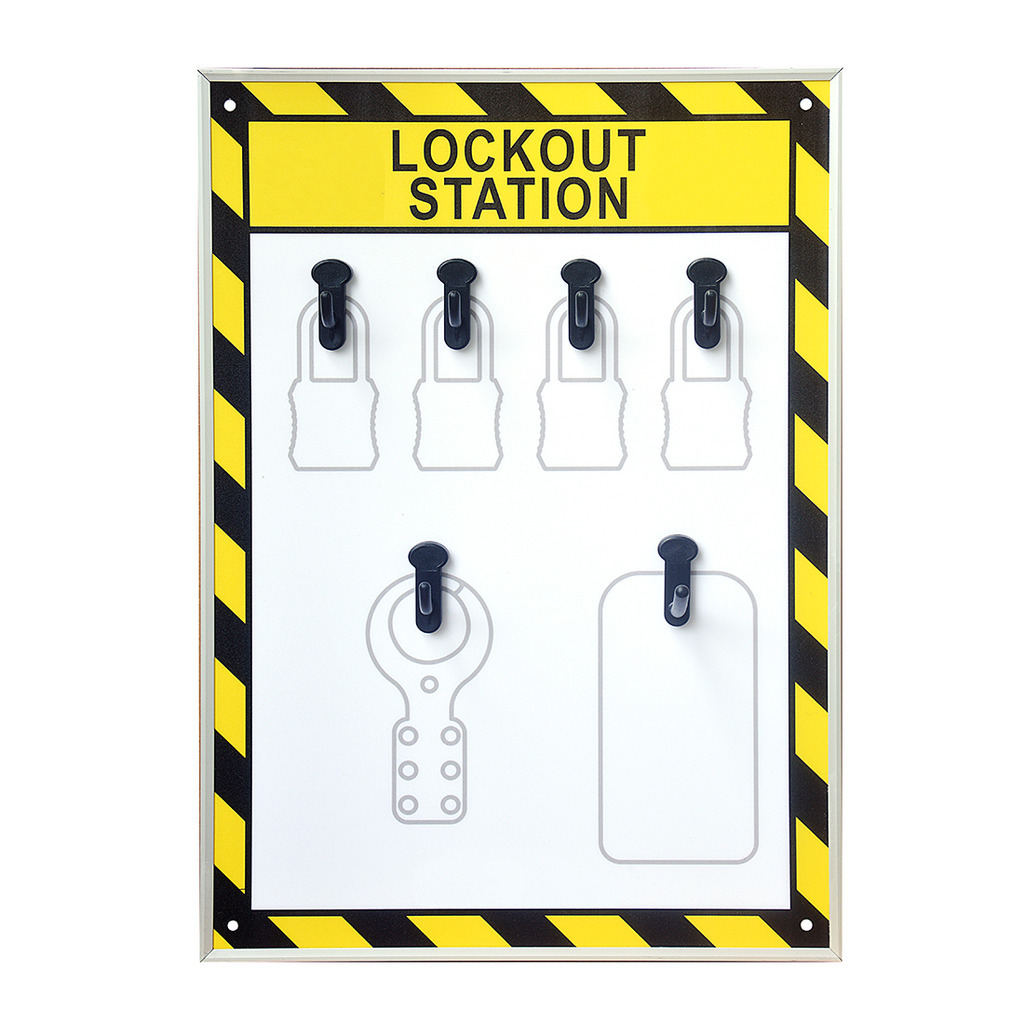 STON 6 Hooks Security Lockout Station for Safety Padlocks,Unfilled, Station Only