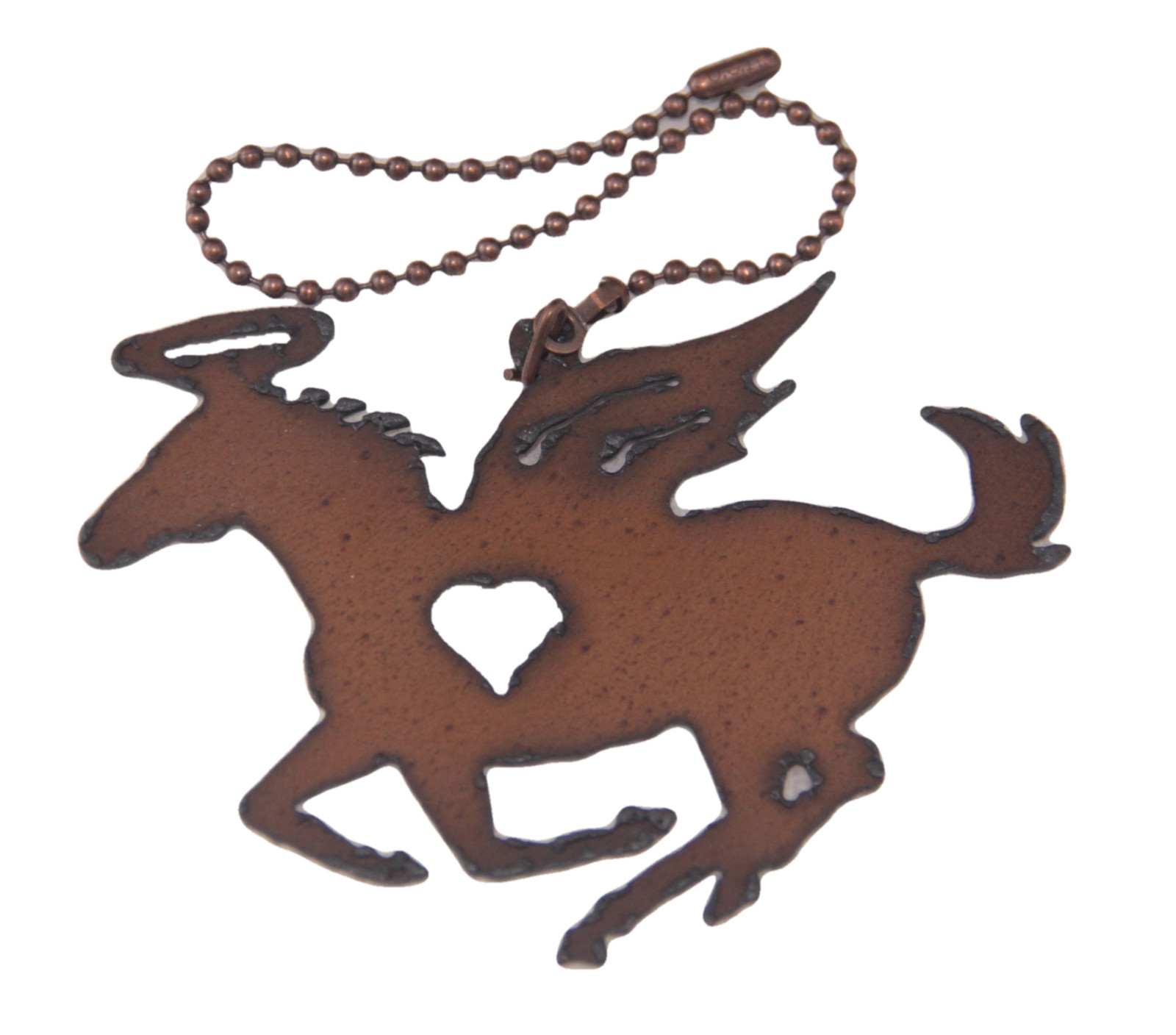 Rustic Metal Horse with Wings and Halo Fan Pull