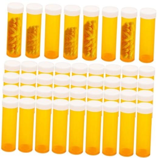 SenseYo 35 Pack 2.5 Dram Small Empty Medicine Pill Transparent Orange 50pcs
