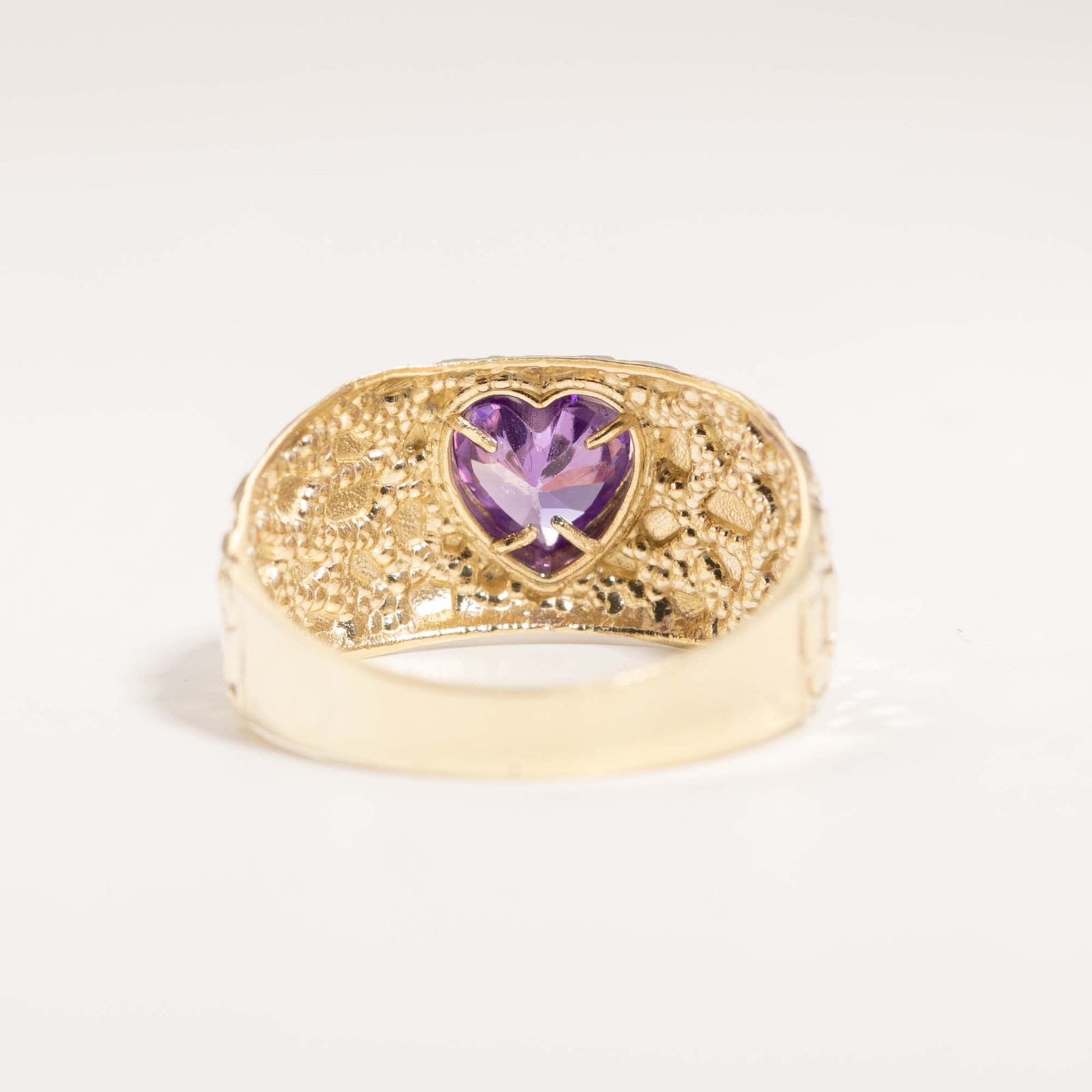 Solid 10K Gold Colorful Heart Nugget Ring Yellow Gold