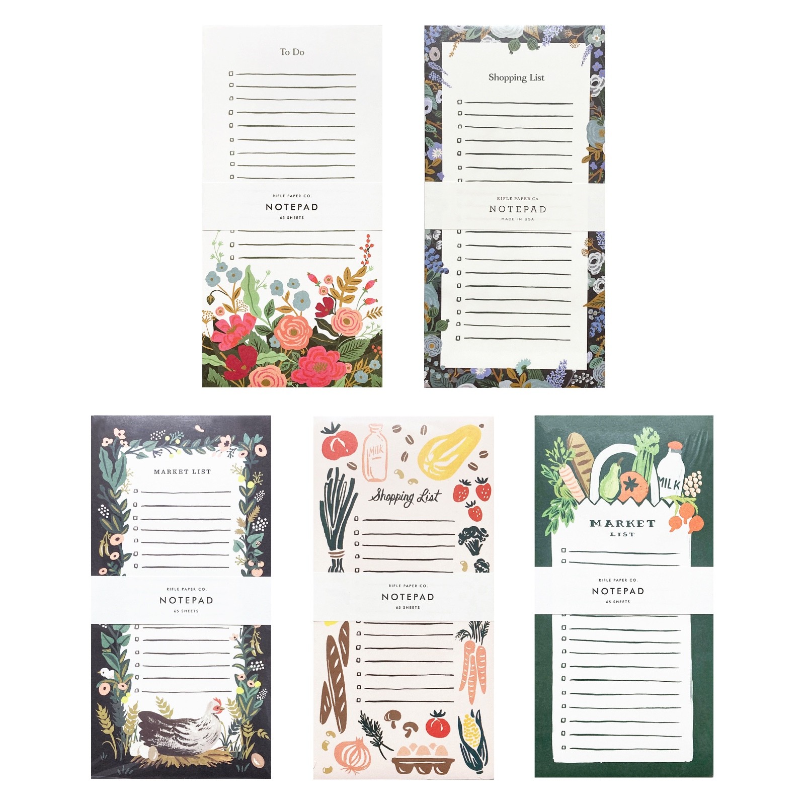 Rifle Paper Co List Note Pad 8.5 x 4.25 Memo To Do Designer