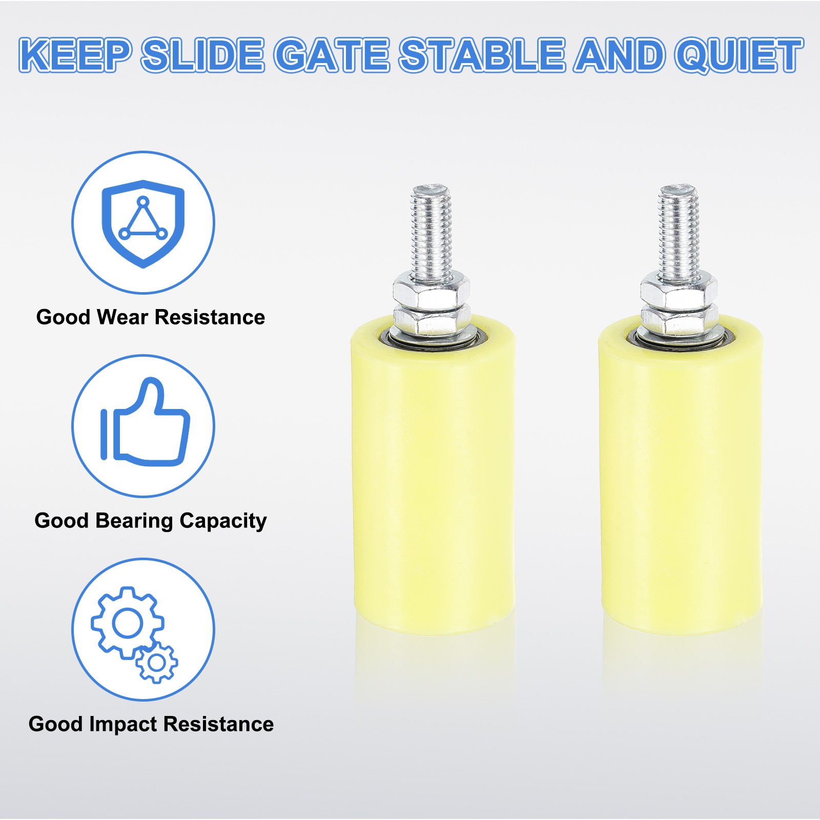 8Pcs Slide Gate Guide Roller 3" Nylon Sliding Gate Support Assembly, Yellow