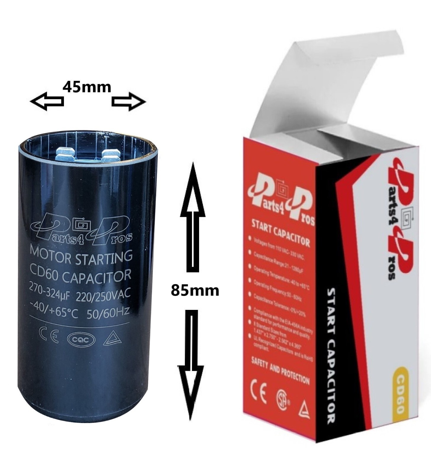 270-324 uF MFD 220V 250V VAC Motor Start Capacitor Round 45x85mm CD60