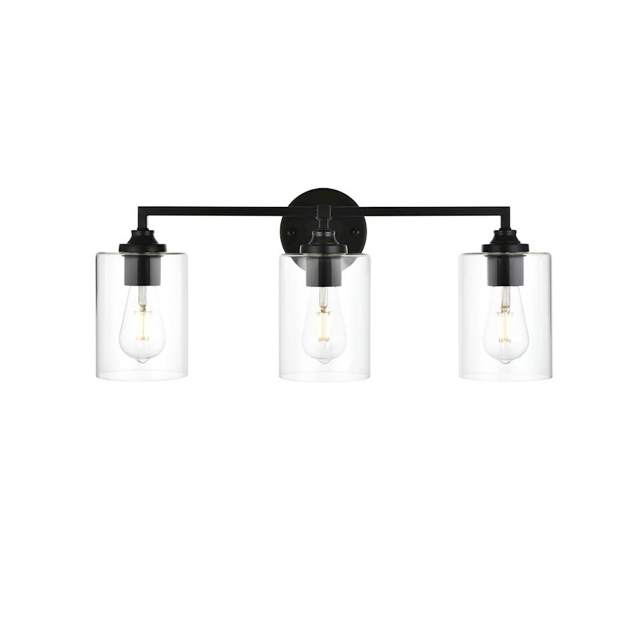Living District Mayson 3 Light Bath Sconce, Black/Clear - LD7315W23BLK