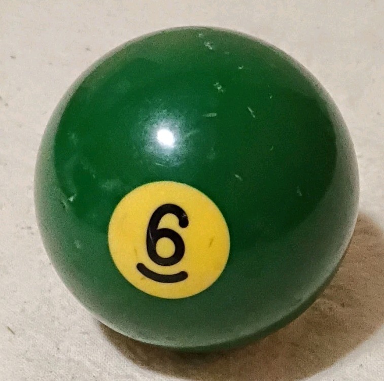 Vintage No. 6 Replacement Billiard Ball 0074 B11