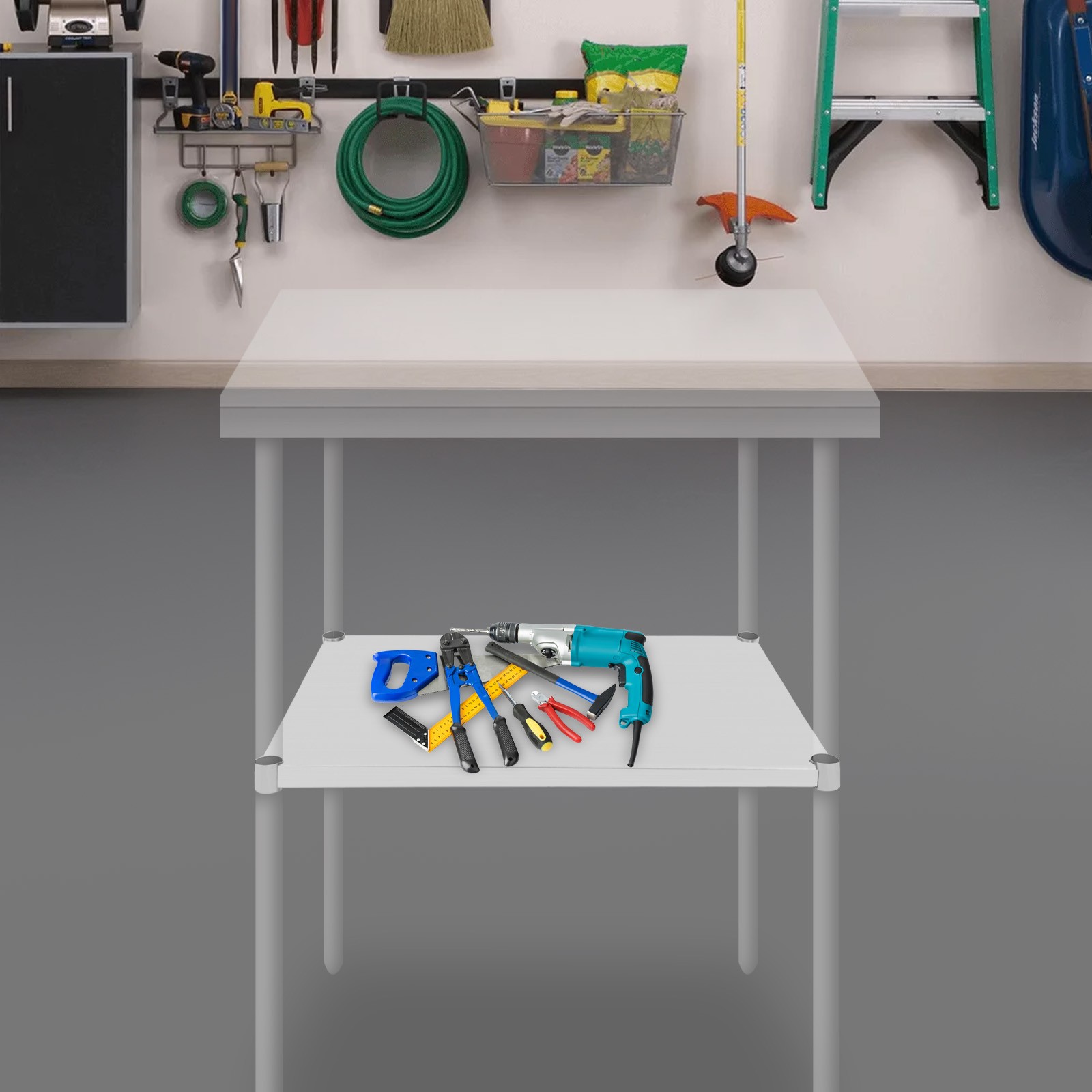 Stainless Steel Under Shelf Adjustable Under-desk tand Table Rack for Worktable