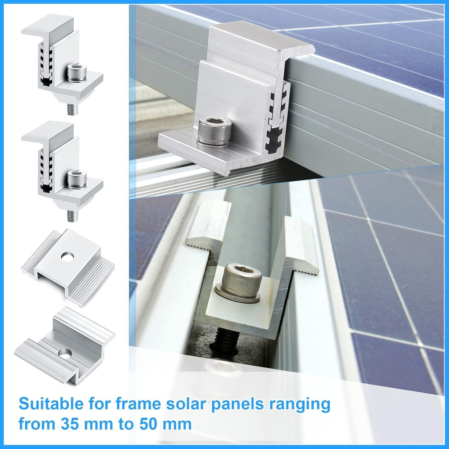 1.06 Inch Solar Panel Bracket Aluminum Solar Mid Clam with Mounting Brackets 32-