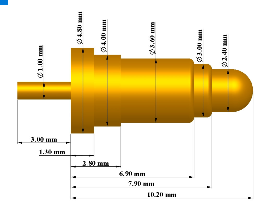 13mm Copper + gold plating 5A Current Pogo Pin Probe Spring Loaded plug