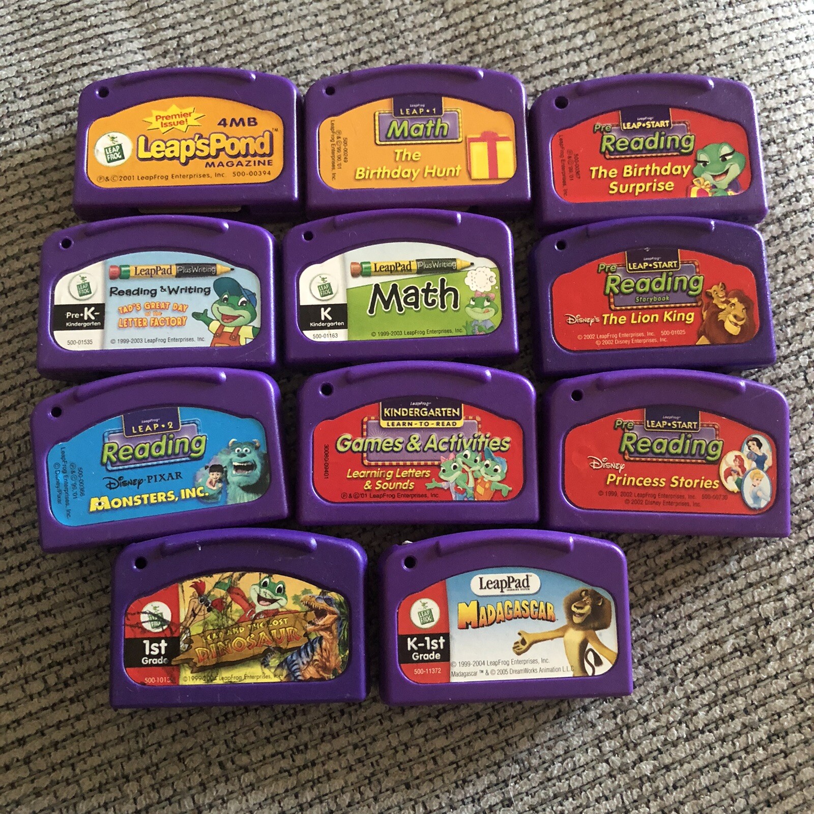 Leap Frog Leap Pad LOT of 11 Games Cartridges ONLY Purple Math Reading
