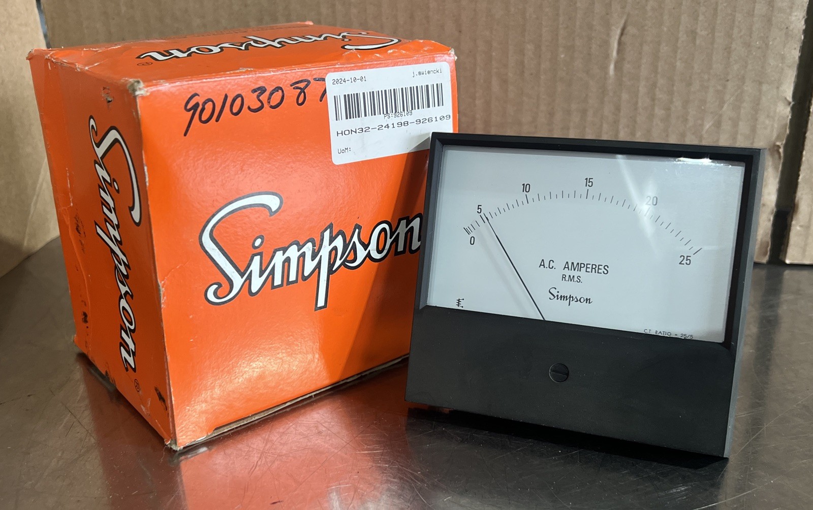 Panel Meter, 0-25AAC, 4.5in., 5AACMFG Item Number 35086 Nos Surplus