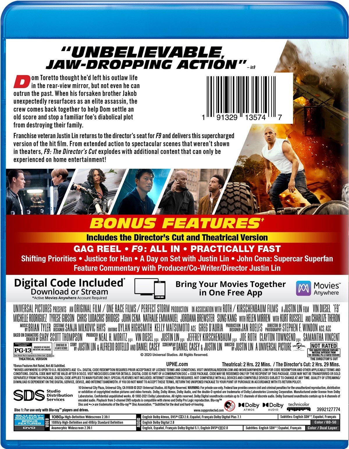 F9 The Fast Saga Blu-ray Vin Diesel NEW
