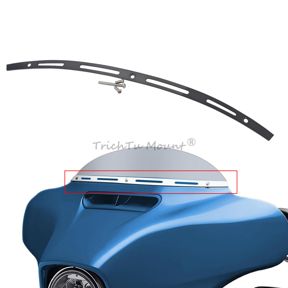 Black 4 Slot Fairing Windshield Trim for Harley Street Glide Special FLHXS 14-23