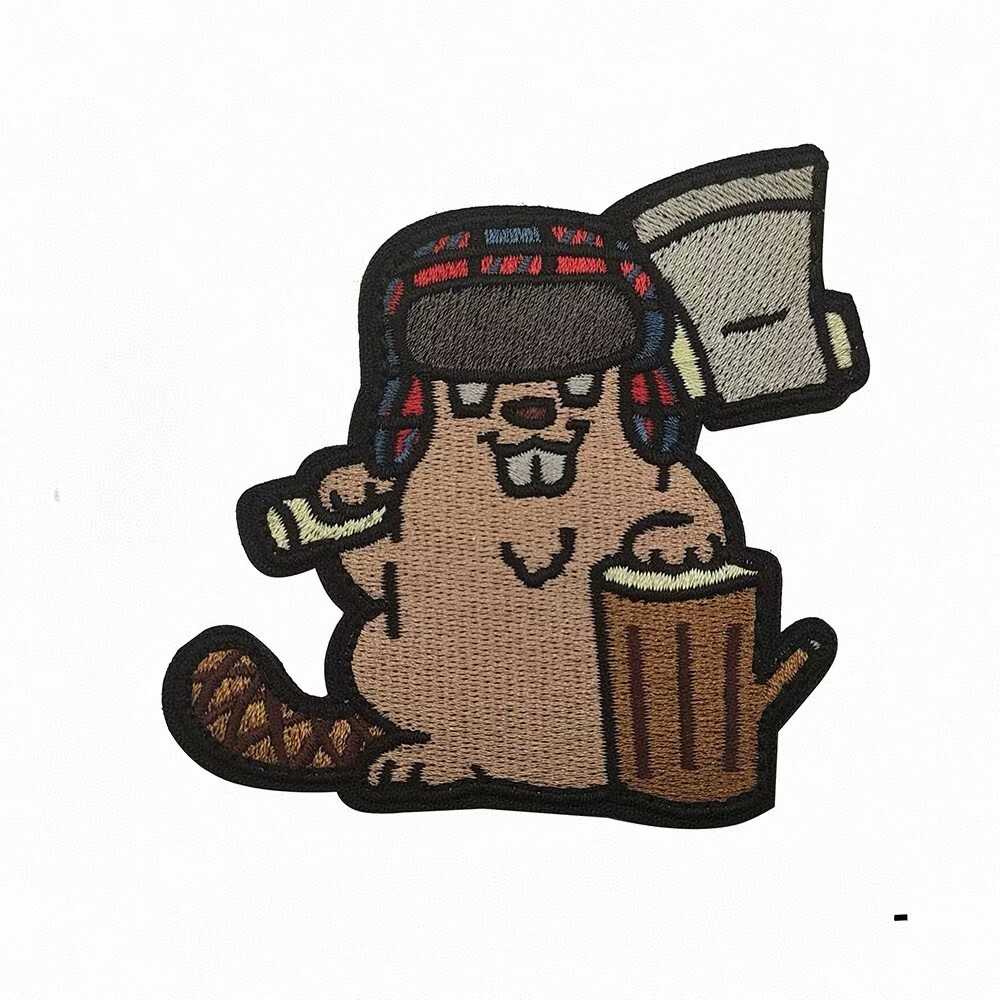 Beaver Lumberjacks Wood Outdoors Tactical Hook Loop Patch Embroidered Badge