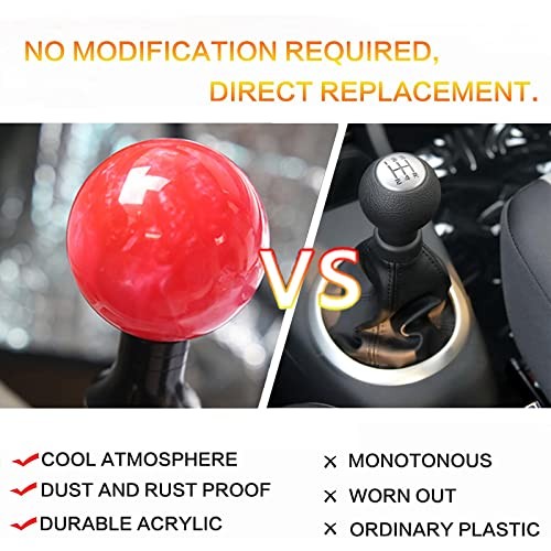 Shift knob Round Ball Marble Style Universal for Manual Automatic Vehicles Red